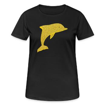 Niedlicher Delfin - Frauen T-Shirt atmungsaktiv - Schwarz - Vorne - AI Model Female 172 light (172cm)
