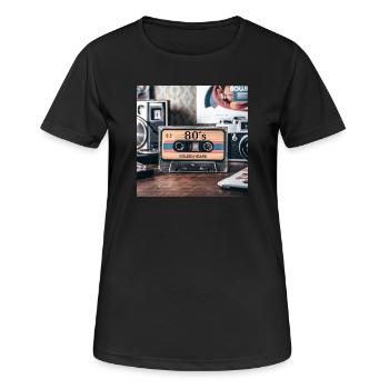 80er - Frauen T-Shirt atmungsaktiv - Schwarz - Vorne - AI Model Female 172 light (172cm)