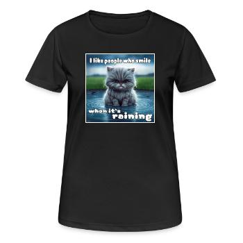 Cat in the rain - Women's Breathable T-Shirt - black - Front - AI Model Female 172 light (172cm)