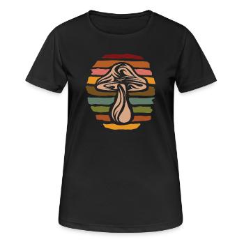 Retro mushroom collector - nature vintage design - Women's Breathable T-Shirt - black - Front - AI Model Female 172 light (172cm)