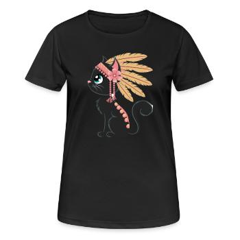 Boho Feder Katze - Frauen T-Shirt atmungsaktiv - Schwarz - Vorne - AI Model Female 172 light (172cm)