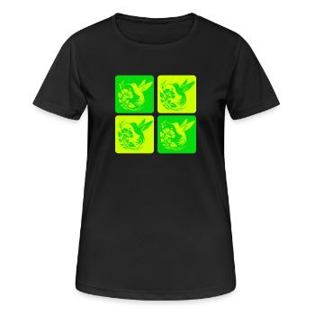 Kolibri & Blüte – Nature Design - Frauen T-Shirt atmungsaktiv - Schwarz - Vorne - AI Model Female 172 light (172cm)