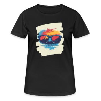 Sonnenbrille - Frauen T-Shirt atmungsaktiv - Schwarz - Vorne - AI Model Female 172 light (172cm)
