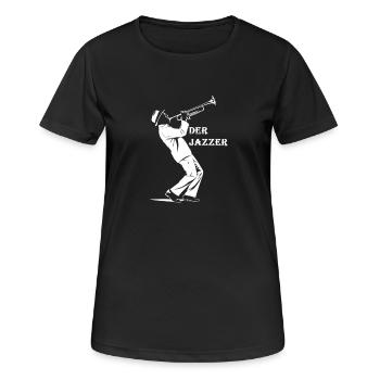 Der Jazzer - Jazz Trompeter - Jazz Trompete - Frauen T-Shirt atmungsaktiv - Schwarz - Vorne - AI Model Female 172 light (172cm)