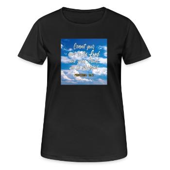 Proverbs16:3 - Women's Breathable T-Shirt - black - Front - AI Model Female 172 light (172cm)