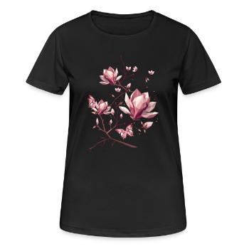 Magnolias and butterflies – delicate beauty - Women's Breathable T-Shirt - black - Front - AI Model Female 172 light (172cm)