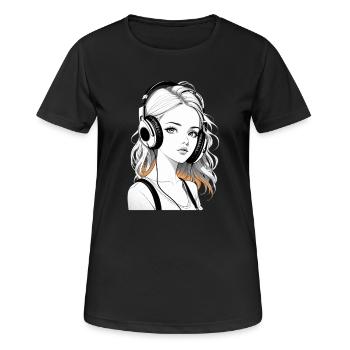 Musik Frau Mädchen Kopfhoerer Rave Geschenkidee - Frauen T-Shirt atmungsaktiv - Schwarz - Vorne - AI Model Female 172 light (172cm)