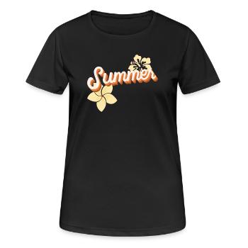 Summer Vibes – Blumenliebe & Sonnenschein - Frauen T-Shirt atmungsaktiv - Schwarz - Vorne - AI Model Female 172 light (172cm)