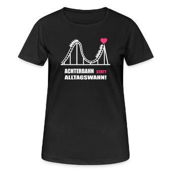 Des montagnes russes au lieu de la folie quotidienne - T-shirt respirant Femme - noir - Devant - AI Model Female 172 light (172cm)