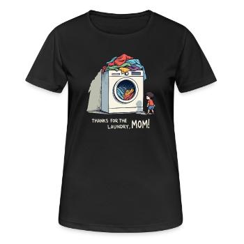 Thanks for the laundry, mom ! - Women's Breathable T-Shirt - black - Front - AI Model Female 172 light (172cm)