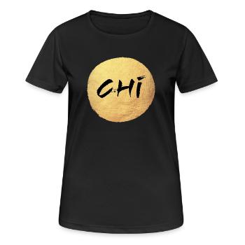 Yoga Cercle d’Or Chi Or Namaste om Méditation - T-shirt respirant Femme - noir - Devant - AI Model Female 172 light (172cm)