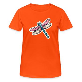 Libelle in Pastell - Frauen T-Shirt atmungsaktiv - Neonorange - Vorne - AI Model Female 172 dark (172cm)