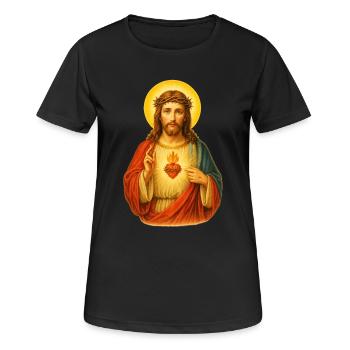 Kitschiger Herz Jesus Christus | Jesus Christ - Frauen T-Shirt atmungsaktiv - Schwarz - Vorne - AI Model Female 172 light (172cm)
