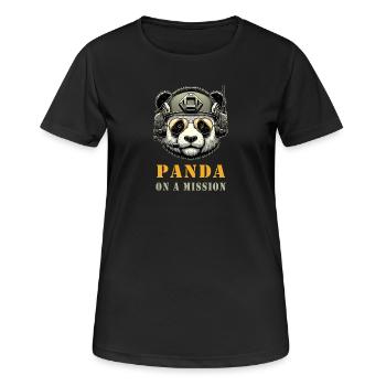 Panda en mission / Militaire - T-shirt respirant Femme - noir - Devant - AI Model Female 172 light (172cm)