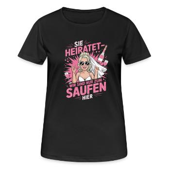 Funny German Hen Party Sie Heiratet Design - Frauen T-Shirt atmungsaktiv - Schwarz - Vorne - AI Model Female 172 light (172cm)