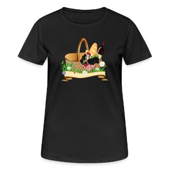 Panier de pique-rempli – motif plaisir estival - T-shirt respirant Femme - noir - Devant - AI Model Female 172 light (172cm)