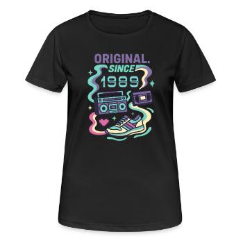 Original depuis 1989. Année de naissance 1989 - T-shirt respirant Femme - noir - Devant - AI Model Female 172 light (172cm)