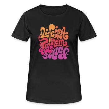 Psychedelische Wortwahl - Frauen T-Shirt atmungsaktiv - Schwarz - Vorne - AI Model Female 172 light (172cm)