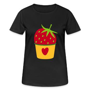 Glace Glace Crème glacée Fraise Glace Cupcake Sweet - T-shirt respirant Femme - noir - Devant - AI Model Female 172 light (172cm)