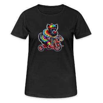 Clown terrier sur tricycle - T-shirt respirant Femme - noir - Devant - AI Model Female 172 light (172cm)