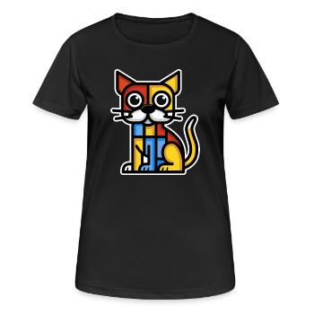 Image stylisée colorée d’un chien - T-shirt respirant Femme - noir - Devant - AI Model Female 172 light (172cm)