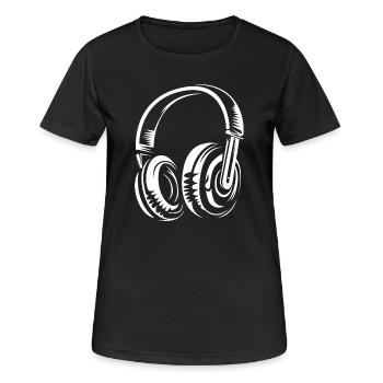 Headphones Illustration - Musicians, DJs and Beats - Women's Breathable T-Shirt - black - Front - AI Model Female 172 light (172cm)