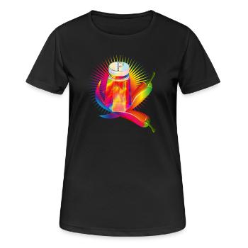 Bunter Pfefferstreuer mit scharfen Chilis - Frauen T-Shirt atmungsaktiv - Schwarz - Vorne - AI Model Female 172 light (172cm)
