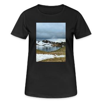 Runder See in Oisans - Frauen T-Shirt atmungsaktiv - Schwarz - Vorne - AI Model Female 172 light (172cm)