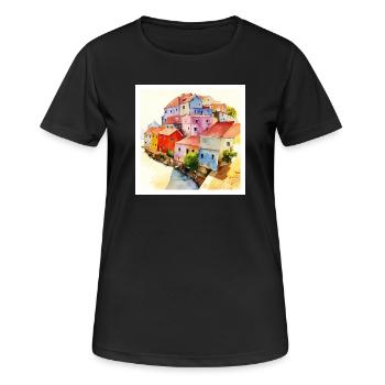 Illusion d’optique - Art abstrait - T-shirt respirant Femme - noir - Devant - AI Model Female 172 light (172cm)