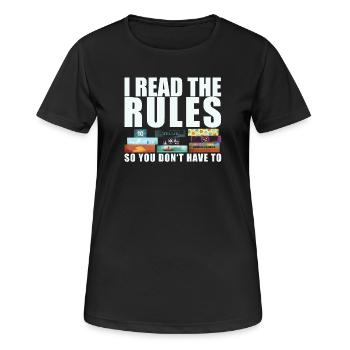 Brettspiele lustiger Spruch - Regeln gelesen - Frauen T-Shirt atmungsaktiv - Schwarz - Vorne - AI Model Female 172 light (172cm)