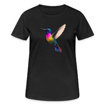 Vibrant Rainbow Hummingbird Design - Women's Breathable T-Shirt - black - Front - AI Model Female 172 light (172cm)
