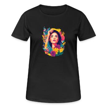 Femme Tête Fleurs Journée Internationale de la Femme Abstrait Créatif - T-shirt respirant Femme - noir - Devant - AI Model Female 172 light (172cm)