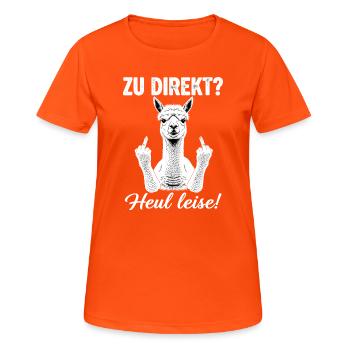 Direct alpaca announcement - Women's Breathable T-Shirt - neon orange - Front - AI Model Female 172 dark (172cm)
