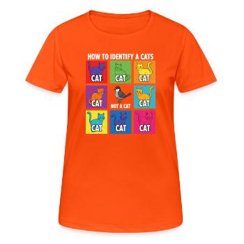Katzen-Identifizierungs-Guide - Frauen T-Shirt atmungsaktiv - Neonorange - Vorne - AI Model Female 172 dark (172cm)