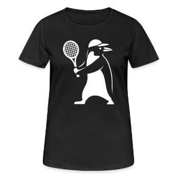 Minimalist Penguin Tennis Backhand Player - Women's Breathable T-Shirt - black - Front - AI Model Female 172 light (172cm)