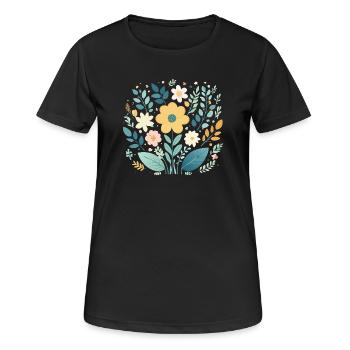 Sanfte pastellfarbene Blumenblüte - Boho Botanical - Frauen T-Shirt atmungsaktiv - Schwarz - Vorne - AI Model Female 172 light (172cm)
