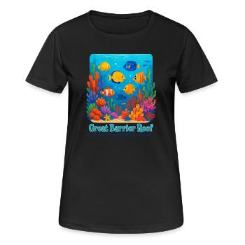 Grande Barrière de corail - T-shirt respirant Femme - noir - Devant - AI Model Female 172 light (172cm)