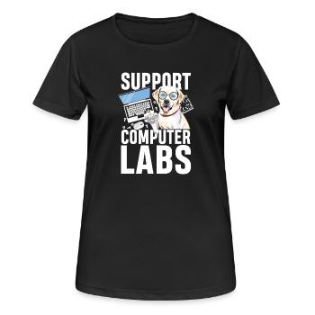 Support computer labs - Frauen T-Shirt atmungsaktiv - Schwarz - Vorne - AI Model Female 172 light (172cm)