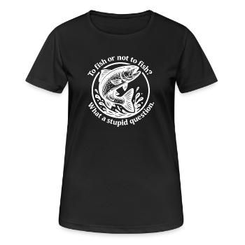 Funny fish motif with question - Women's Breathable T-Shirt - black - Front - AI Model Female 172 light (172cm)