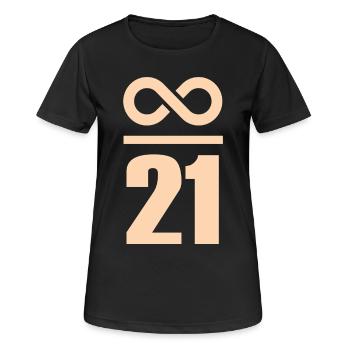 Unendlich durch 21 Millionen Bitcoin Unendlich  - Frauen T-Shirt atmungsaktiv - Schwarz - Vorne - AI Model Female 172 light (172cm)