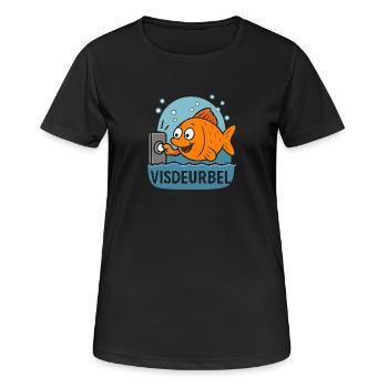 Pêche Fun Poisson Sonnette Dessin Animé Design - T-shirt respirant Femme - noir - Devant - AI Model Female 172 light (172cm)