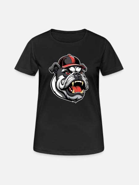 BULLDOG WITH BASEBALL CAP - Women's Breathable T-Shirt - black