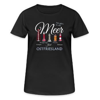 Beaucoup de mer Pilsum, Borkum, dessin Frise orientale - T-shirt respirant Femme - noir - Devant - AI Model Female 172 light (172cm)