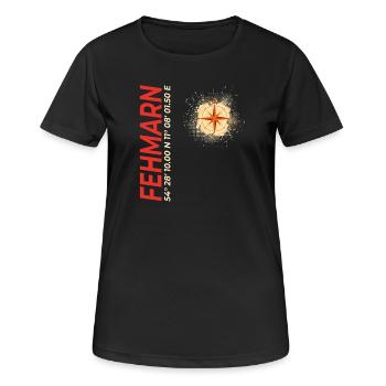 Fehmarn - Frauen T-Shirt atmungsaktiv - Schwarz - Vorne - AI Model Female 172 light (172cm)