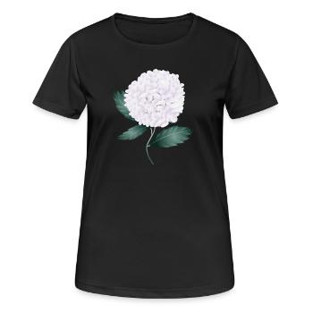 Weiße Hortensienblüte – Eleganz und Leichtigkeit - Frauen T-Shirt atmungsaktiv - Schwarz - Vorne - AI Model Female 172 light (172cm)
