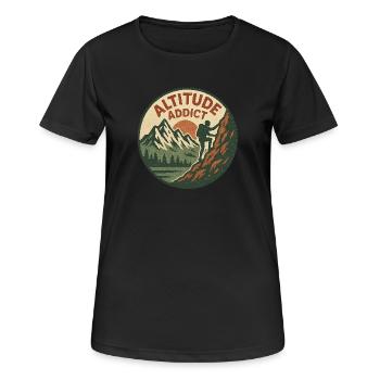 Altitude Addict - Frauen T-Shirt atmungsaktiv - Schwarz - Vorne - AI Model Female 172 light (172cm)