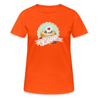 Charmant motif de crêpe à la crème et aux baies - T-shirt respirant Femme - orange néon - Devant - AI Model Female 172 dark (172cm)