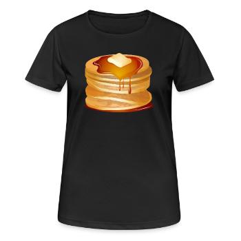 Pancakes Motif with Butter Flake and Maple Syrup - Women's Breathable T-Shirt - black - Front - AI Model Female 172 light (172cm)
