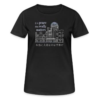 Hiroshima, Monument de la Paix, Dessin à la main Japon - T-shirt respirant Femme - noir - Devant - AI Model Female 172 light (172cm)