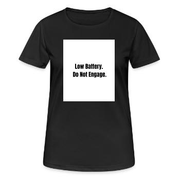 Schwache Batterie – Sozialer Modus aus - Frauen T-Shirt atmungsaktiv - Schwarz - Vorne - AI Model Female 172 light (172cm)